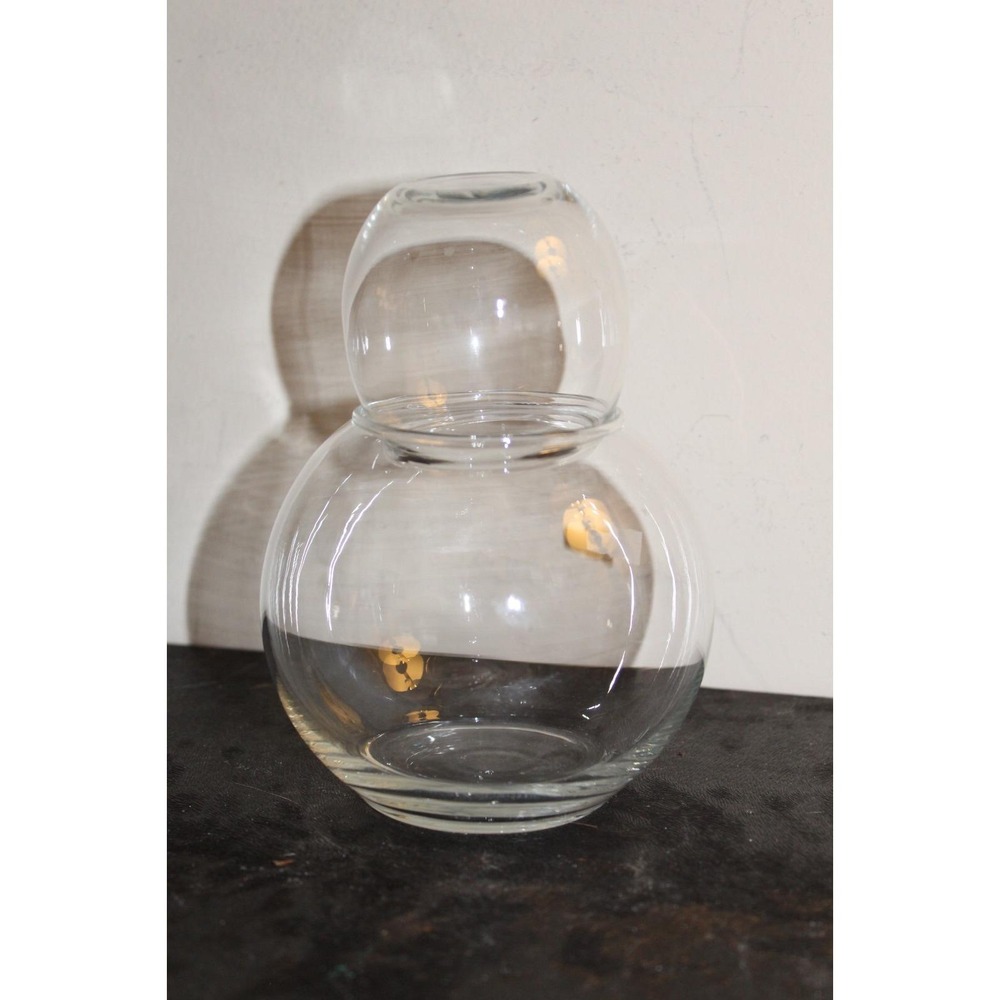 Vintage Bedside Water Carafe Bubble Clear Glass MCM Glass & Pitcher Decanter